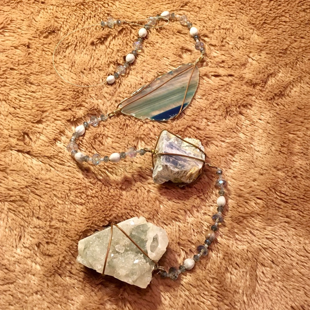 Crystal Mobile - Apophylite, Kyanite, & Agate